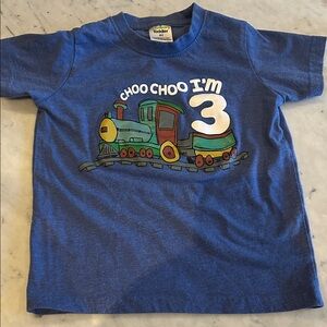 Choo Choo I'm 3 Blue Train T-Shirt
